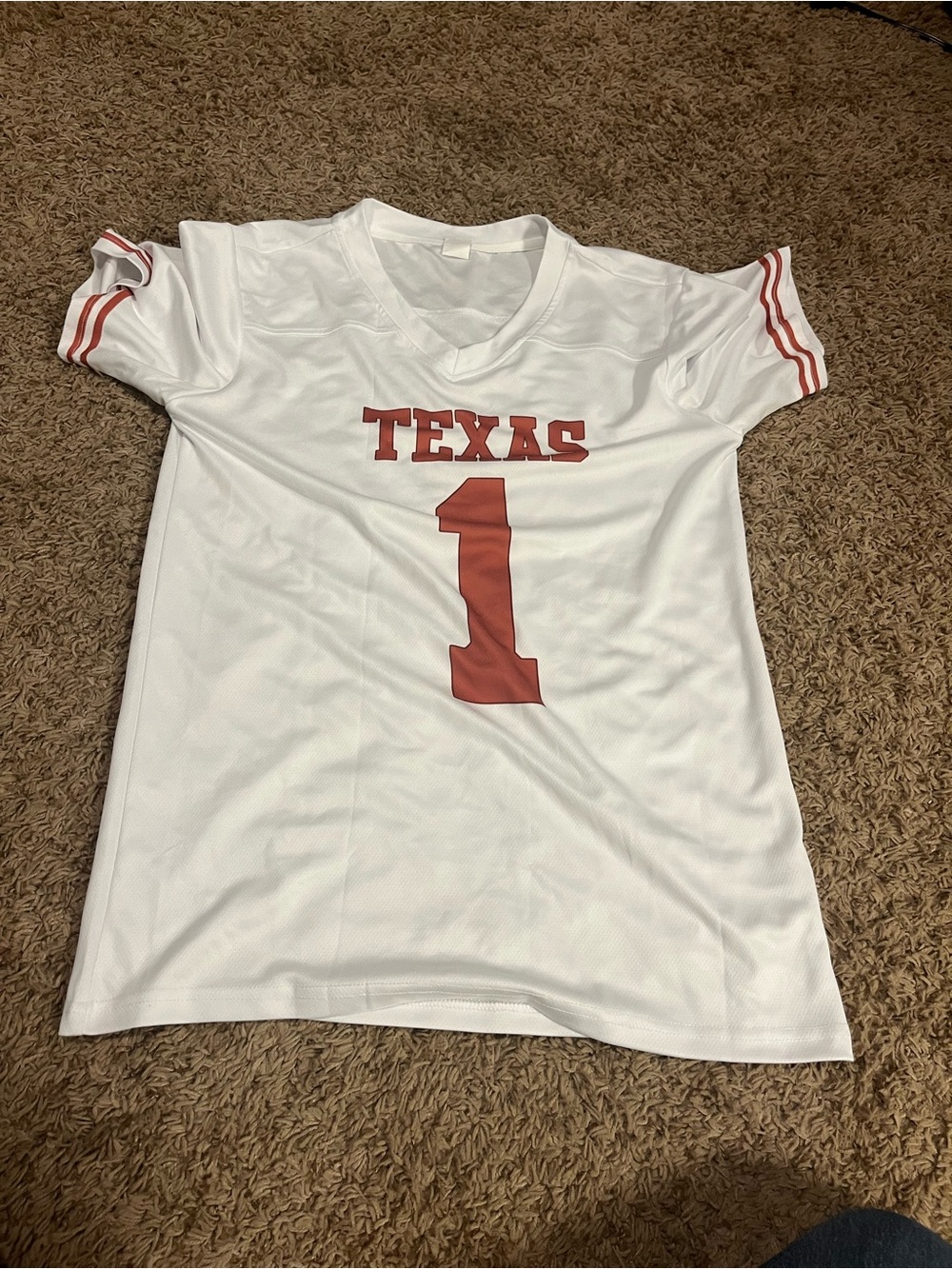 New Era White Kids Jersey with Red TEXAS Graphic and Number